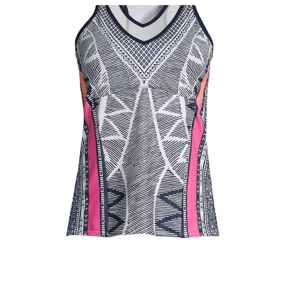 Lucky in Love Geometric Patterned Women's Tennis Tank Top Sz M